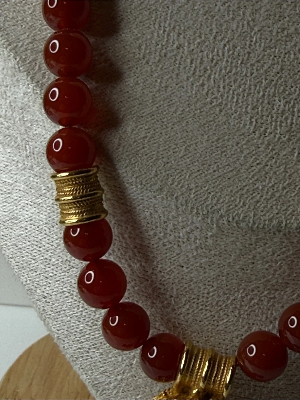 Vintage MMA Carnelian Bead Necklace earring Gold plate Scarab Egyptian revival⭐️ - Picture 6 of 17